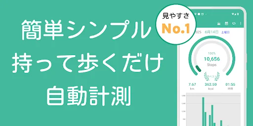 歩数計 持って歩くだけ簡単シンプルなアプリ — 1